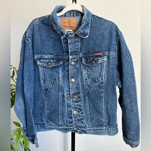 Vintage 90s Wrangler Denim Trucker Jacket Western Distressed L